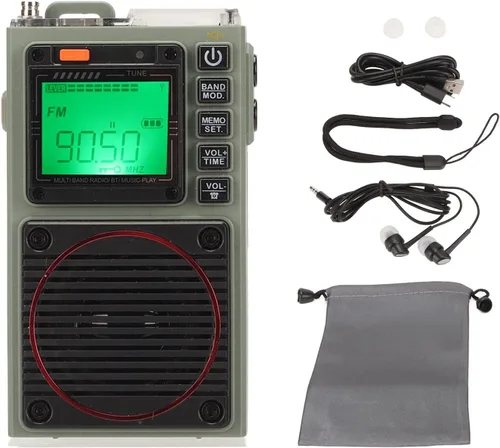 Vista 7 de Radio de banda completa, radio BT 5.0 multibanda, radio retro de bolsillo de batería de 1000 mAh, compatible con radio FM, AM mediana, onda corta SW