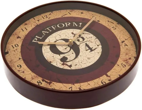 Vista 2 de Harry Potter Reloj de pared con plataforma de 9¾ de 10 pulgadas en caja de regalo, producto oficial, multicolor