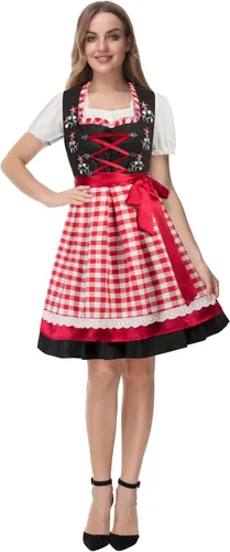 Vista 4 de Scarlet Darkness Oktoberfest Costumes Women 3 PcsSet German Dress Dirndl Dresses