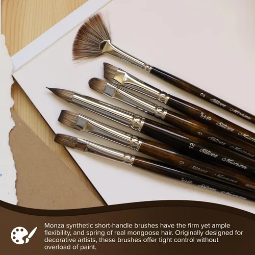 Vista 5 de Silver Brush 2629S-0 Monza - Cepillo sintético de mangosta de mango corto, redondo, tamaño 0