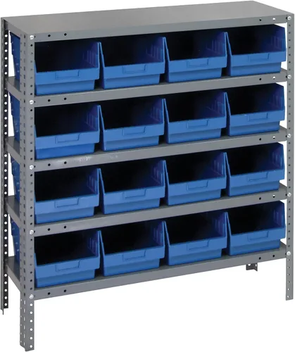 Vista 15 de Quantum QSBU-245BK Heavy Duty Shelving Unit with (7) Shelves and (24) QUS245 Black Bins for Garage Warehouse Storage Distribution 400 lb Load
