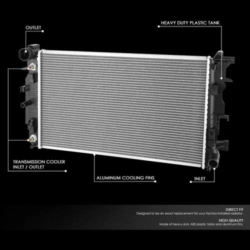 Vista 2 de DNA Motoring OEM-RA-13254 Radiador de núcleo de aluminio de 1 fila compatible con 07-09 Sprinter 2500 3500,26-11/16 pulgadas de ancho x 15-11/16