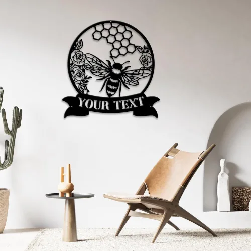 Vista 6 de MeMate Letrero de jardín para personalizar, letrero de granja de abejas, letrero de metal con nombre personalizado para amantes de las abejas