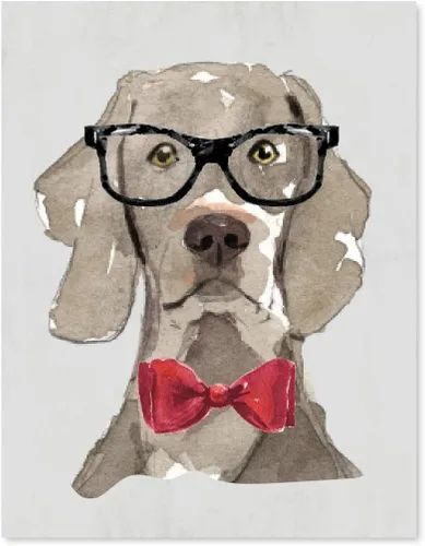 Vista 145 de Andaz Press Póster impreso para pared de perro, 8.5 x 11 pulgadas, Bulldog inglés con gafas negras, 1 paquete, regalo de cumpleaños de Navidad, sin