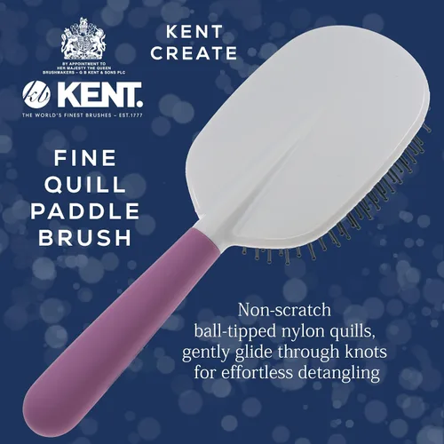 Vista 3 de Kent KCR5 "Create" - Cepillo acolchado grande para alisar y alisar todo tipo de cabello, cepillo desenredante con mango ergonómico morado y cerdas