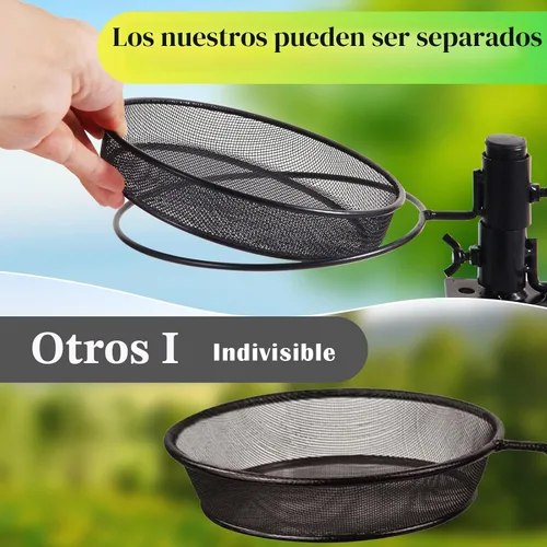 Vista 2 de HRAYLTOP Comederos para pájaros de cubierta con bandeja de malla metálica y 2 cuencos de agua, soporte de abrazadera desmontable ajustable