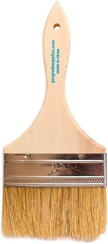 Vista 5 de Pro Grade Brochas de viruta de 4 pulgadas, pinceles de pintura desechables, para selladores, paquete de 12 Natural bristle, wood handle DIY Pack