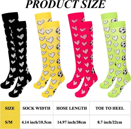 Vista 2 de 4 pares de calcetines de fútbol para jóvenes, calcetines deportivos novedosos para fútbol, fútbol, calcetines de compresión, regalo para hombres