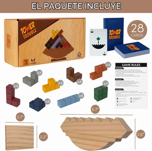 Vista 6 de PATHFINDER PANDAS Juego de pila de torre - Juego de equilibrio de 32 piezas para niños y adultos