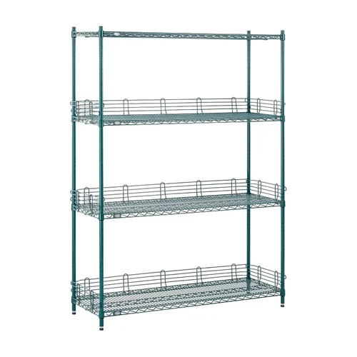 Vista 5 de Nexel Estantería de alambre ajustable Poly-Green, 4 niveles, organizador de almacenamiento comercial resistente, 18 x 54 x 74 pulgadas, verde