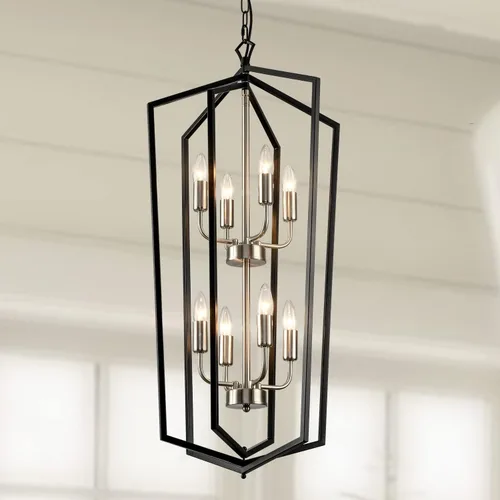 Vista 19 de WJShome Lámpara Colgante de Linterna de 12 Luces, Candelabros de Vestíbulo para Techos Altos, para Entrada, Vestíbulo, Isla de Cocina, Comedor, Sala
