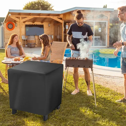 Vista 9 de Funda pequeña para mesa auxiliar de exterior, cubierta de mesa auxiliar de patio de 17 pulgadas para exteriores, funda impermeable para muebles