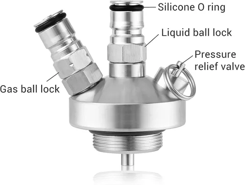 Vista 2 de TMCRAFT Mini dispensador de barriles, mini lanza de barril de acero inoxidable, conector de cerveza de ajuste rápido con manguera de cerveza de 50