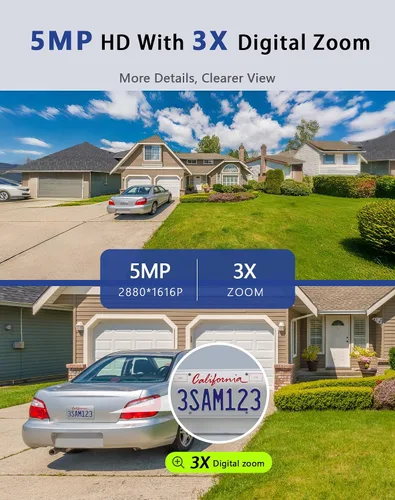 Vista 2 de LaView - Cámaras de seguridad para exteriores 3K 5MP HD, cámaras para seguridad del hogar con detección humana por IA, resistentes al agua IP65