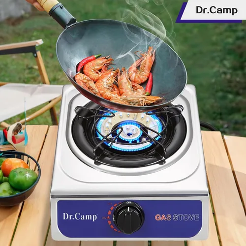 Vista 4 de Dr.Camp 12000 BTU Estufa de Propano de Encendido Automático Único para Acampar, Jardín, Exteriores, Campamento, Senderismo, Pesca, Cocina
