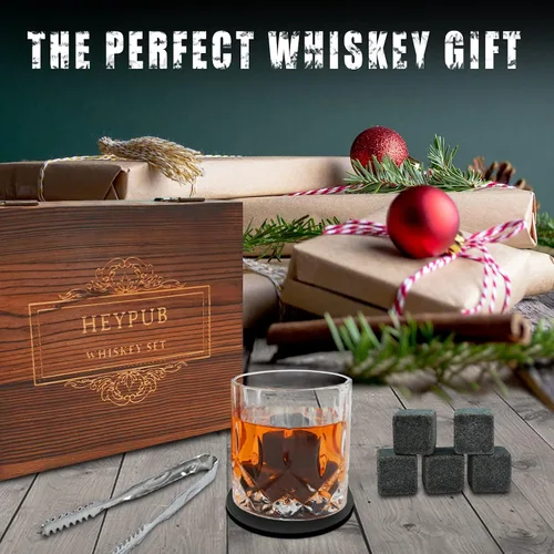 Vista 7 de Juego de regalo de piedras de whisky, juego de vasos de whisky con 8 piedras de granito para enfriar whisky, 2 vasos de bourbon, los mejores regalos