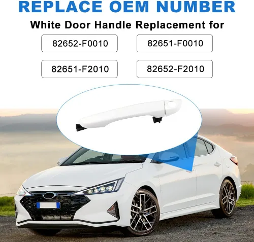 Vista 3 de JDMON Repuesto para manija de puerta exterior blanca Hyundai Elantra Sedan 2017 2018 2019 2020 Reemplazo para 82652-F0010 82651-F0010 82651-F2010