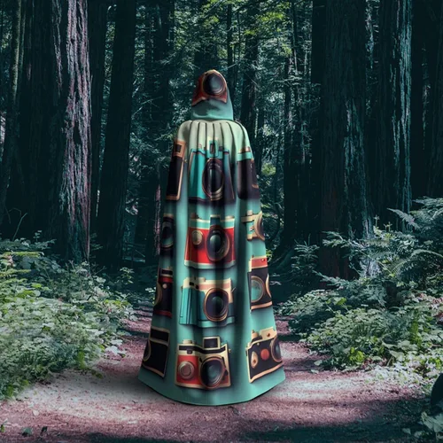 Vista 6 de Retro Cool Camera Collection Print Magic Hooded Cloak Cape With Unisex Robe For Masquerade Parties Carnival Decor