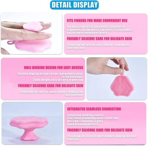 Vista 4 de Mini cepillo de limpieza facial de silicona, exfoliante facial manual, almohadilla de cepillo de limpieza, limpiador facial suave para exfoliar