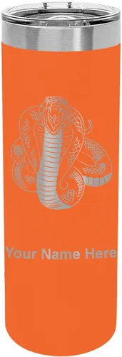 Vista 11 de LaserGram Vaso delgado aislado al vacío de 22 onzas, serpiente cobra, grabado personalizado incluido (negro)