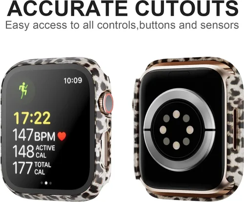 Vista 4 de Paquete de 14 fundas para Apple Watch Series 3 2 1 de 38 mm con protector de pantalla de vidrio templado, funda protectora totalmente rígida