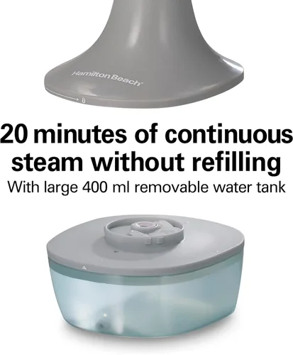 Vista 6 de Hamilton Beach Vaporizador de mano para ropa, tela y cortinas, 1200 vatios, tanque de agua de 13.5 fl oz, 20 minutos de vapor continuo, esenciales