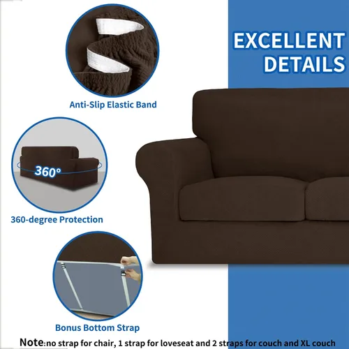Vista 73 de MAXIJIN 2 piezas de fundas para silla con brazos, funda para silla de sofá para sala de estar, funda elástica para perros para una silla con 1 cojín