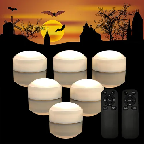 Vista 9 de iZAN Luces LED de calabaza a pilas con control remoto y temporizador, velas parpadeantes brillantes sin llama para decoración del hogar, fiesta