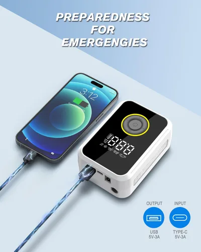 Vista 8 de Inflador inteligente de neumáticos de inflado rápido, compresor de aire portátil, batería recargable inalámbrica y bomba de aire automática de 12 V