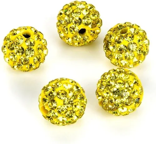 Vista 23 de 100 piezas Adabele Grado A Cuentas sueltas con cristal de 10 mm, diseño de atrapasueños con diamantes de imitación, bola de discoteca de arcilla