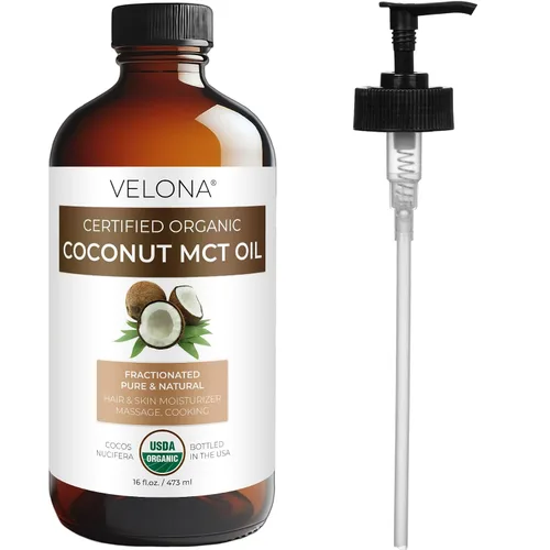 Vista 7 de velona Aceite de coco orgánico MCT USDA - Botella de vidrio de 16 fl oz