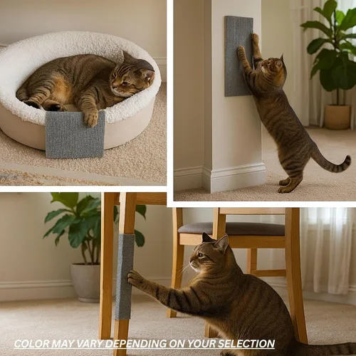Vista 5 de Tapete rascador para gatos (paquete de 3), rascador de pared de gato de 23.6 x 11.8 pulgadas, versátil autoadhesivo, reemplazo fácil de usar