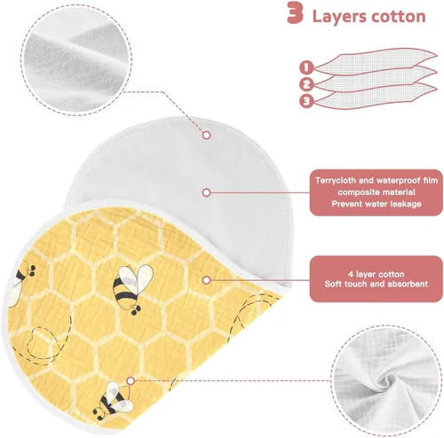 Vista 3 de Lindos paños de muselina de panal de abeja para bebé, 1 paquete de 100% algodón, baberos para niño y niña