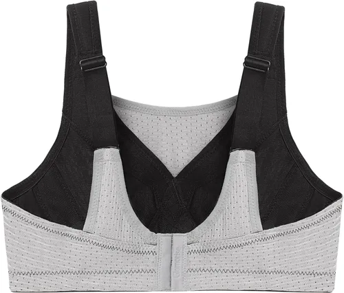 Vista 6 de Glamorise Sujetador deportivo de doble capa con control personalizado para mujer Negro/Gris