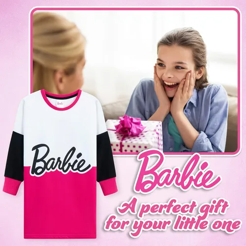 Vista 2 de Barbie - Sudadera con capucha de gran tamaño, vestido tipo suéter para niñas