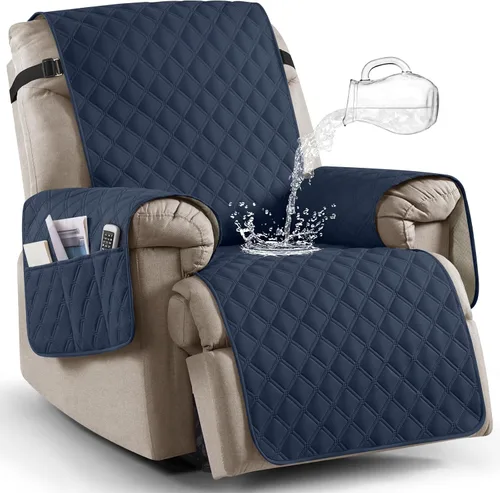 Vista 29 de Ruaozz Funda para Silla Reclinable 100% Impermeable Antideslizante Funda Reclinable para Silla Reclinable Funda de Asiento de Silla Lavable con Beige