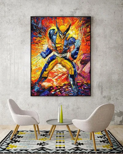 Vista 2 de Uhomate Pósteres de superhéroe X-Man Wolverine de Vincent Van Gogh, noche estrellada, póster para el hogar, lienzo para pared, decoración