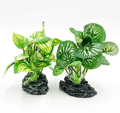 Vista 4 de Plantas de acuario Betta Fish Tank Decoraciones de 4 pulgadas/2 piezas Planta artificial de seda suave Goldfish Waterscape Fish Hides Snake