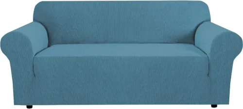 Vista 78 de H.VERSAILTEX Funda elástica para sofá, fundas suaves para muebles de 3 cojines, con tela jacquard gruesa a cuadros con parte inferior elástica, sofá