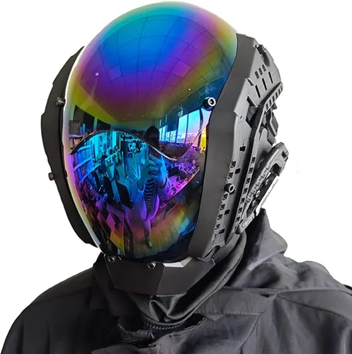 Vista 2 de Máscara punk cosplay para hombres, equipo mecánico de ciencia ficción, cosplay, máscara de Halloween, accesorios para fiestas y festivales de música