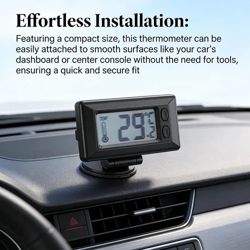 Vista 4 de Riloer Mini Termómetro Digital para Coche, Medidor Digital LCD en Fahrenheit o Celsius para Interior y Exterior, Registros de Temperatura Máxima