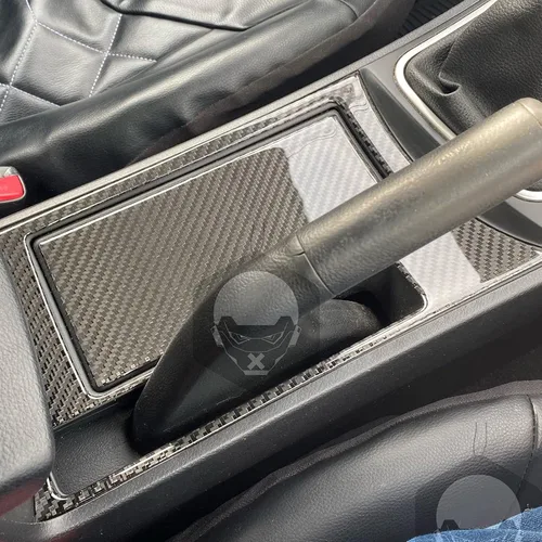 Vista 2 de 1 unid etiqueta de fibra de carbono interior freno de mano envolvente panel cubierta ajuste sin interruptor de calefacción de asiento compatible