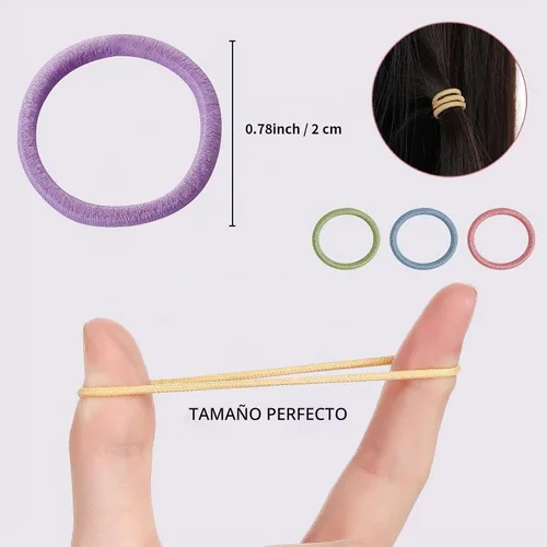 Vista 2 de 200 piezas de gomas elásticas para el cabello, sin pliegues, pequeños sujetadores de cola de caballo para niños, niñas, bebés y niños pequeños