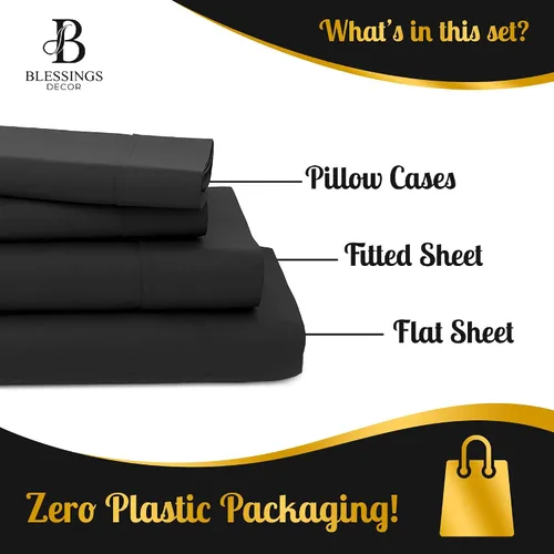 Vista 4 de Sábanas bajeras 100% algodón profundas con 3 piezas, 1 encimera, 1 sábana bajera de bolsillo profundo y 1 funda de almohada (gris oscuro, individual)
