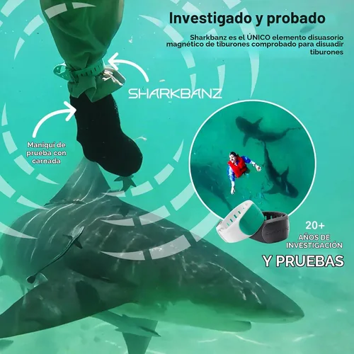 Vista 3 de SHARKBANZ - Banda magnética oficial de disuasión de tiburones para natación, surf, buceo y todos los deportes oceánicos - Probada y patentada