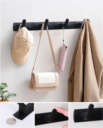Vista 3 de Ganchos multifuncionales para toallas de bata, ganchos de pared para ropa no perforados, ganchos de aluminio para colocar armarios, baños, pasillos