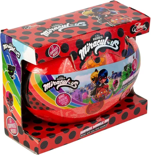Vista 6 de Caja milagrosa de 13 piezas sorpresa con temática de mariquita y gato Zag Heroez Noir Toys Surprise con calcomanías para niños, premios