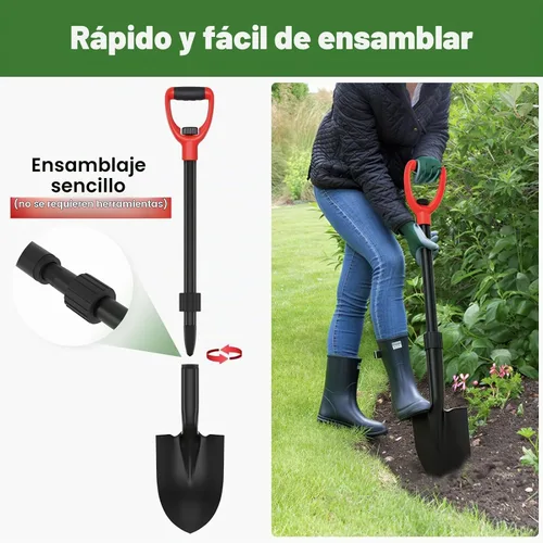 Vista 5 de Pala, palas para excavar, pala de jardín de 33 pulgadas resistente con agarre ergonómico en D, pala pequeña para camping, bordes, todoterreno, mini