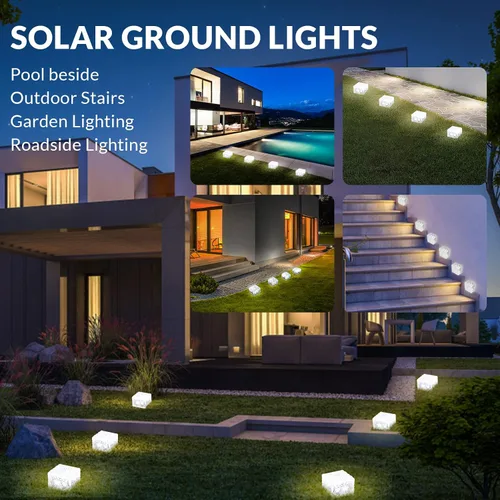 Vista 6 de HOFLYW Paquete de 6 Luces Solares de Ladrillo para Paisajismo, Luz de Sendero, Decoración de Jardín, Iluminación de Pavimento para Patio
