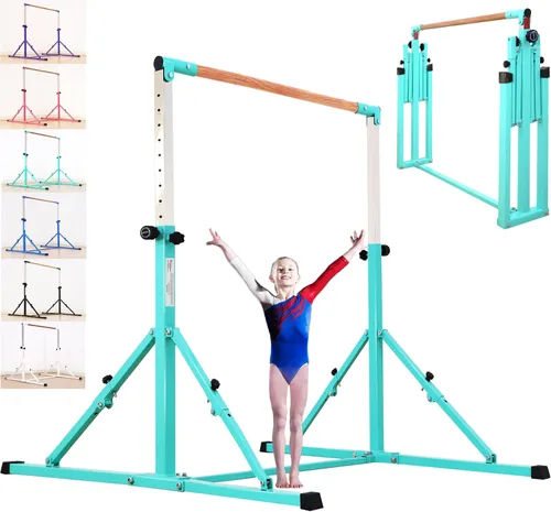 Vista 14 de MARFULA Adjustable 5 Ft Folding Gymnastics Kip Bar for Kids Ages 3-18 Negro
